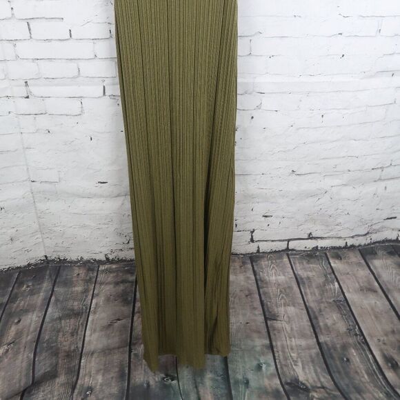 IRIS OLIVE GREEN SLEEVELESS ROUND NECK RIBBED STRETCHY MAXI DRESS SIZE SMALL - Picture 4 of 7